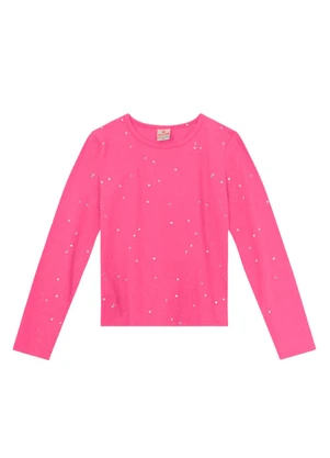 Brandili - Blusa Infantil Menina com Brilhos Rosa - BRANDILI