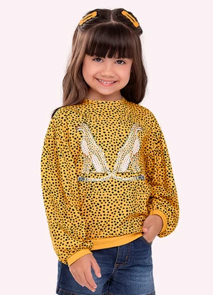 Nanai - Blusa Infantil Menina com Lantejoula Amarelo - NANAI