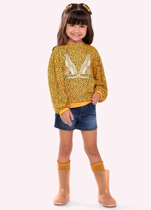 Nanai - Blusa Infantil Menina com Lantejoula Amarelo - NANAI