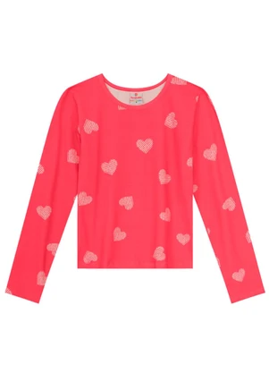 Brandili - Blusa Infantil Menina com Mini Flores Vermelho - BRANDILI