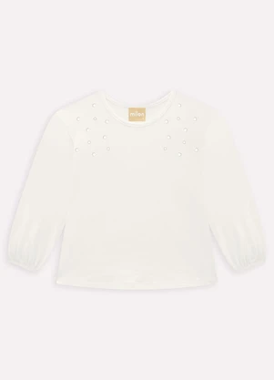 Milon - Blusa Infantil Menina com Pérolas Off White - MILON