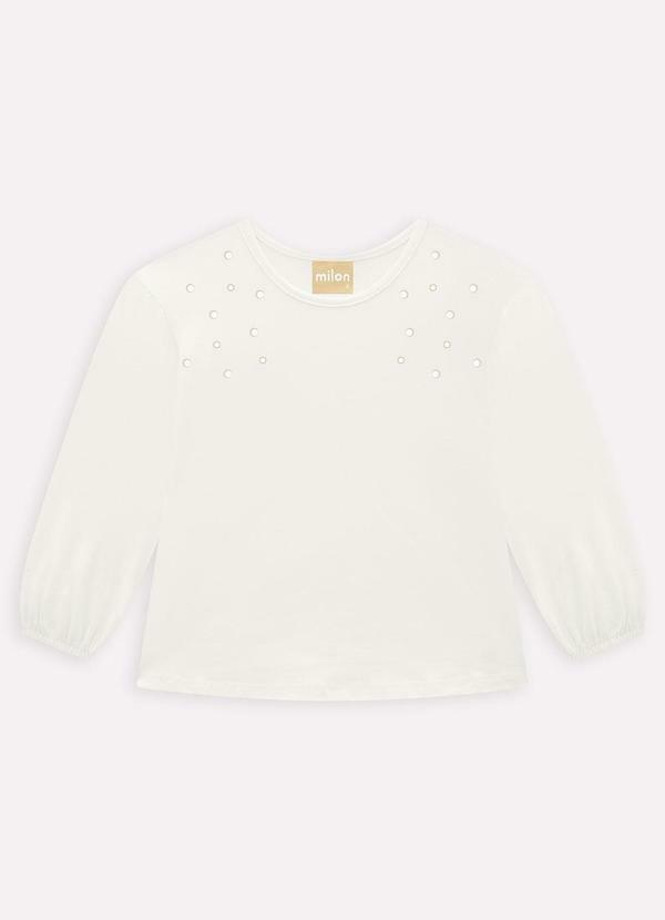 Milon - Blusa Infantil Menina com Pérolas Off White