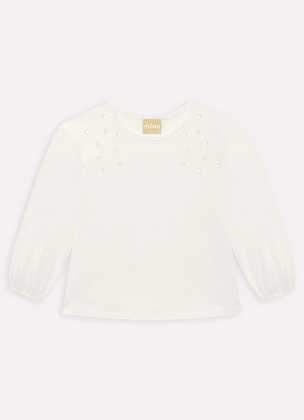 Milon - Blusa Infantil Menina com Pérolas Off White