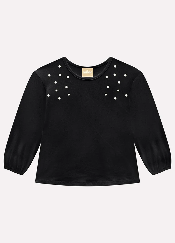 Milon - Blusa Infantil Menina com Pérolas Preto 3