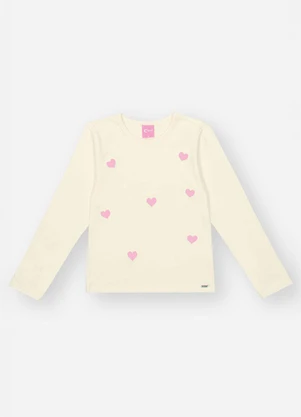 Abrange - Blusa Infantil Menina Corações Bordados Rosa - ABRANGE