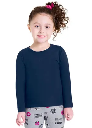 Brandili - Blusa Infantil Menina Cotton Azul - BRANDILI