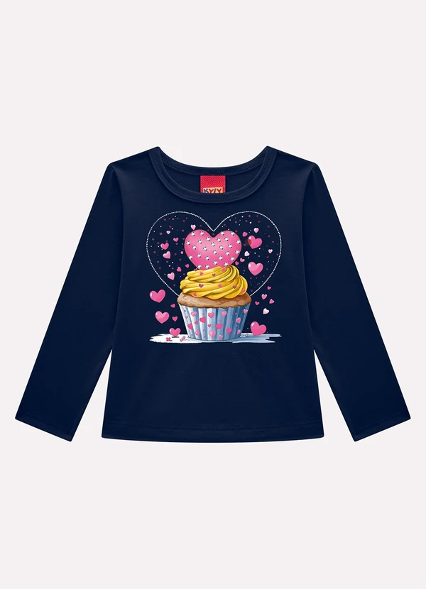 Kyly - Blusa Infantil Menina Cupcake Azul