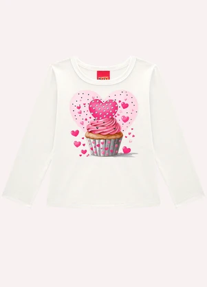 Kyly - Blusa Infantil Menina Cupcake Branco - KYLY