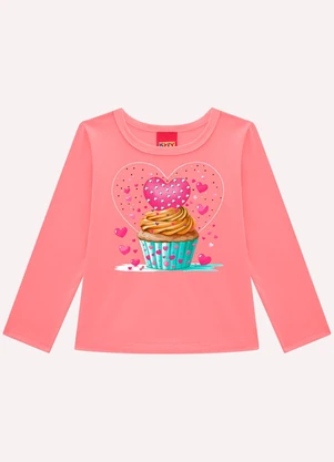 Kyly - Blusa Infantil Menina Cupcake Rosa - KYLY