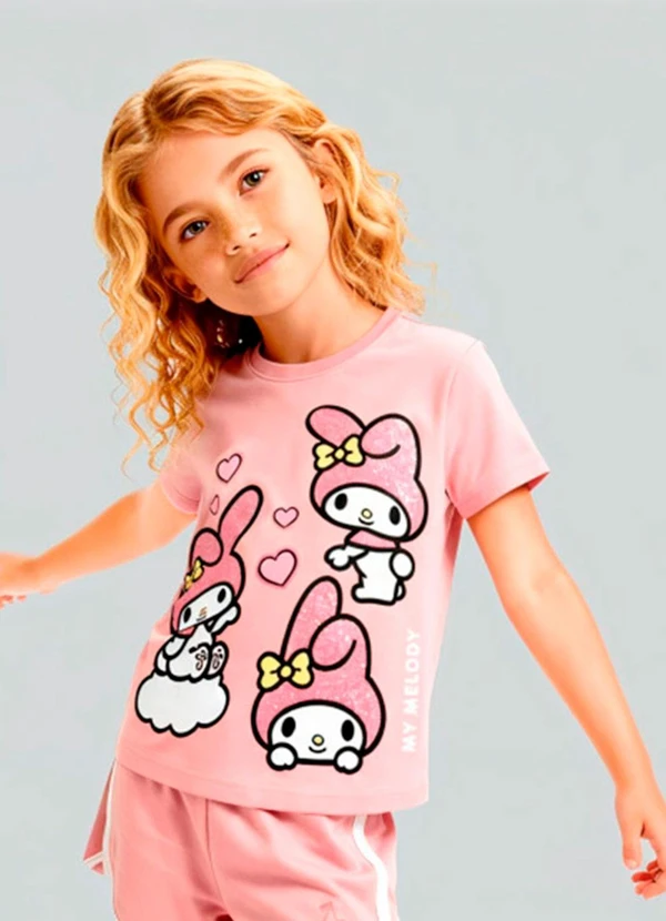 Brandili - Blusa Infantil Menina da Hello Kitty Rosa