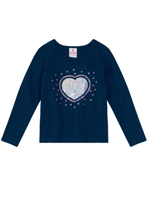 Brandili - Blusa Infantil Menina de Coração Azul