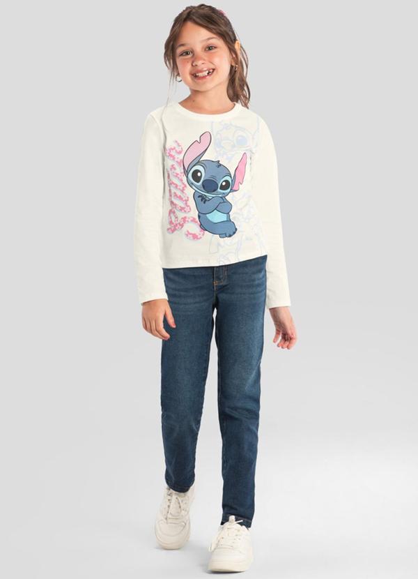 Brandili - Blusa Infantil Menina do Stitch Bege