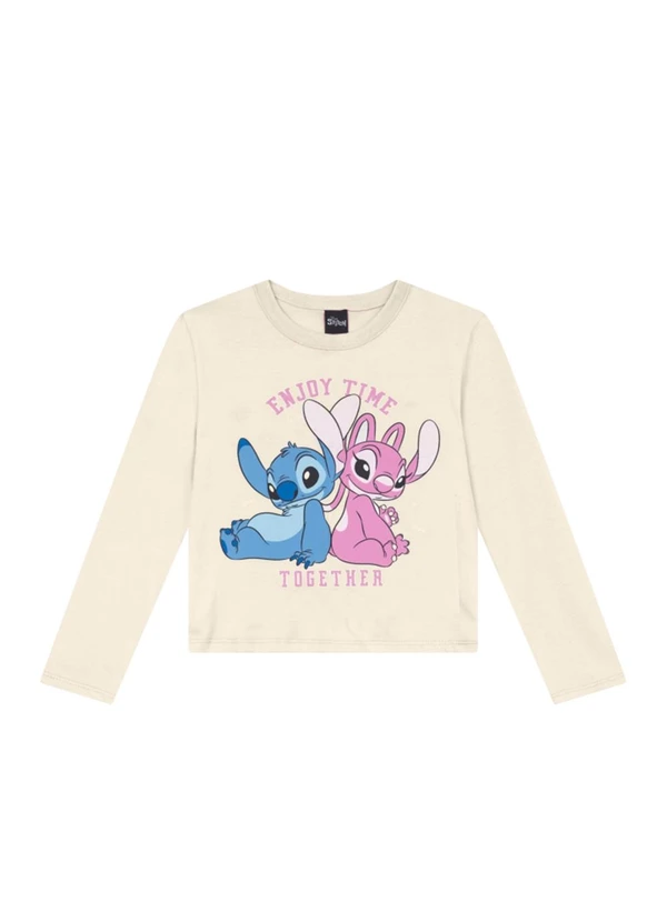 Brandili - Blusa Infantil Menina do Stitch Natural