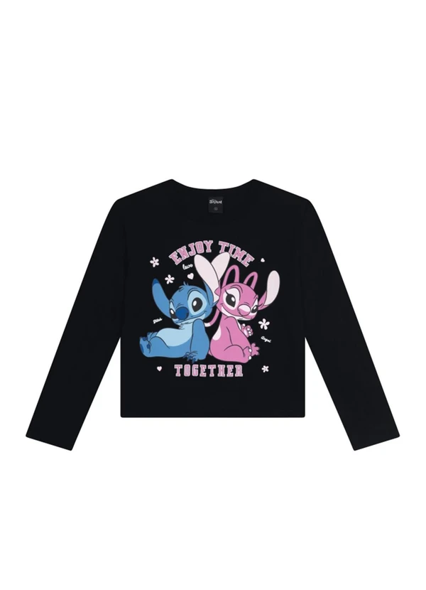 Brandili - Blusa Infantil Menina do Stitch Preto 3