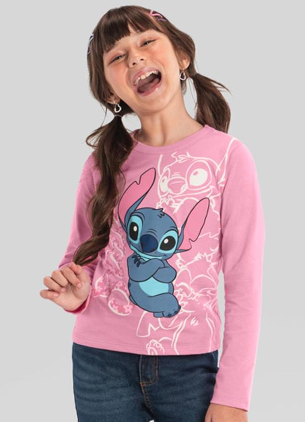 Brandili - Blusa Infantil Menina do Stitch Rosa 2
