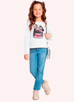 Kyly - Blusa Infantil Menina em Algodão Branco - KYLY
