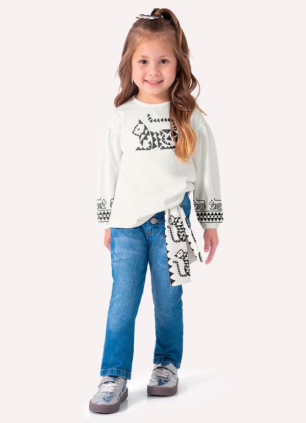 Nanai - Blusa Infantil Menina em Algodão Off White 2