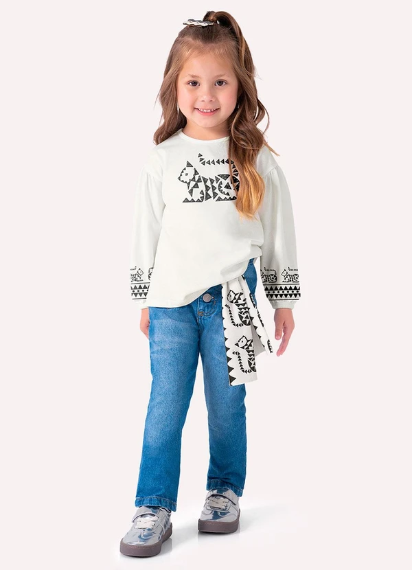 Nanai - Blusa Infantil Menina em Algodão Off White 2