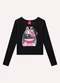 Kyly - Blusa Infantil Menina em Algodão Branco - variação: Preto