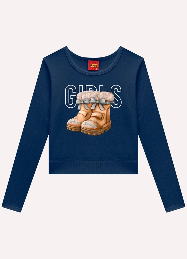 Kyly - Blusa Infantil Menina em Cotton Azul