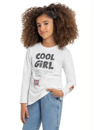 Gloss - Blusa Infantil Menina em Malha Botonê Branco - GLOSS