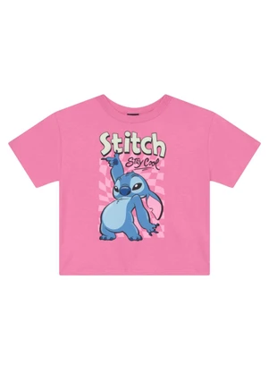 Brandili - Blusa Infantil Menina em Malha do Stitch Rosa - BRANDILI