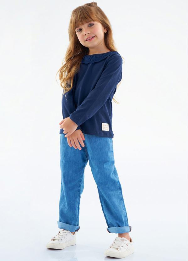 Up Baby - Blusa Infantil Menina em Meia Malha Azul 3