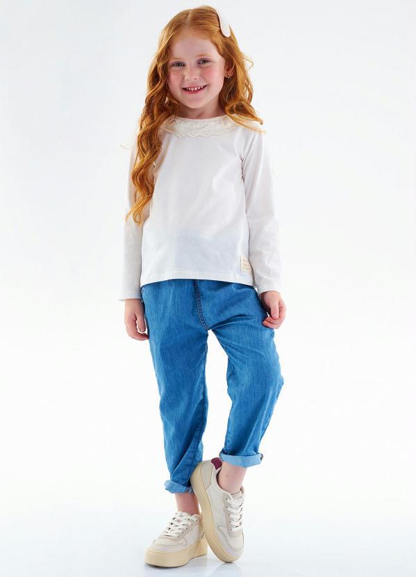 Up Baby - Blusa Infantil Menina em Meia Malha Bege 3