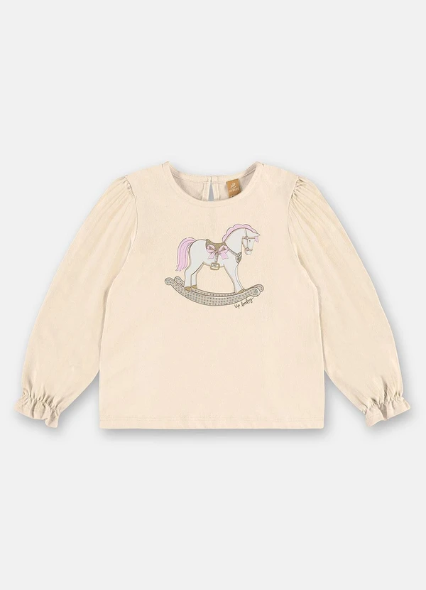 Up Baby - Blusa Infantil Menina em Meia Malha Bege 3
