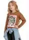 Gloss - Blusa Infantil Menina em Meia Malha Preto - variação: Marrom