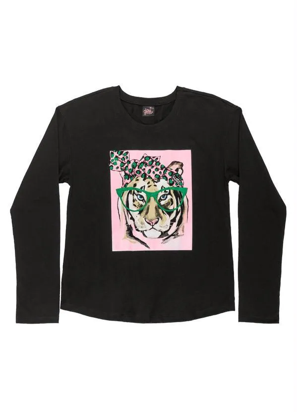 Gloss - Blusa Infantil Menina em Meia Malha Preto 3