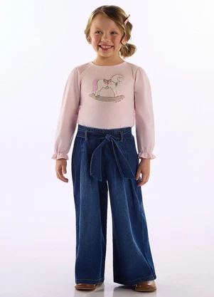 Up Baby - Blusa Infantil Menina em Meia Malha Rosa - UP BABY