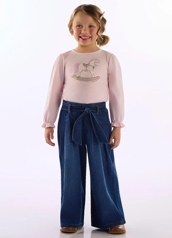 Up Baby - Blusa Infantil Menina em Meia Malha Rosa 2