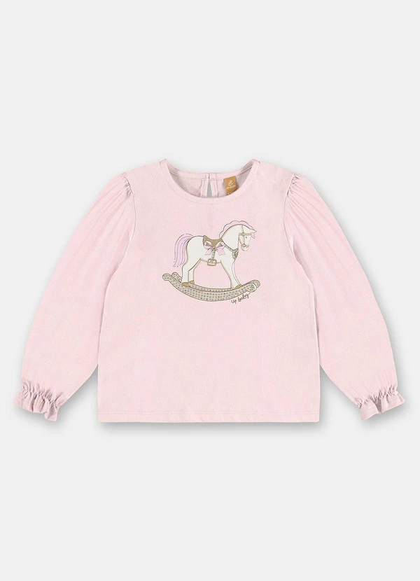 Up Baby - Blusa Infantil Menina em Meia Malha Rosa 3