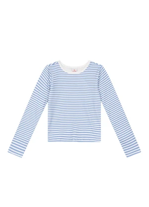 Brandili - Blusa Infantil Menina em Ribana Azul - BRANDILI