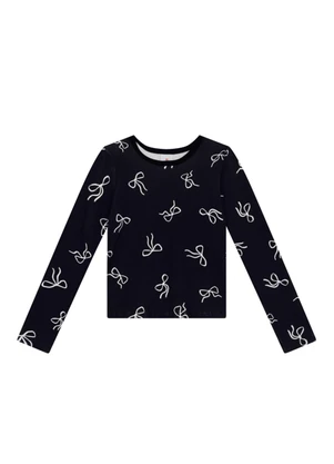 Brandili - Blusa Infantil Menina em Ribana Preto - BRANDILI