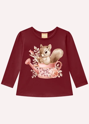 Milon - Blusa Infantil Menina Esquilo Vermelho - MILON