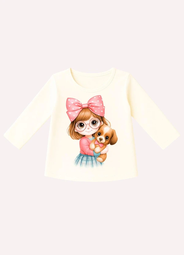 Kyly - Blusa Infantil Menina Estampa Branco