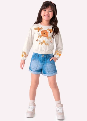 Nanai - Blusa Infantil Menina Estampa Cinza - NANAI