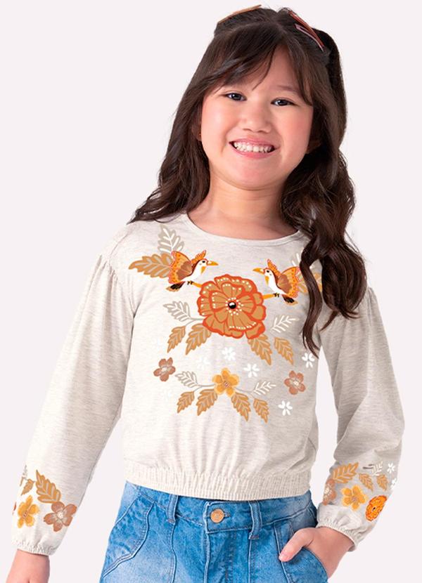 Blusa Infantil Menina Manga Curta Estampada - Tamanho 1 A 16 Anos