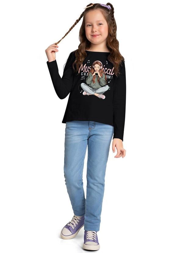 Kyly - Blusa Infantil Menina Estampa Preto