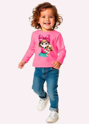 Kyly - Blusa Infantil Menina Estampa Rosa - KYLY