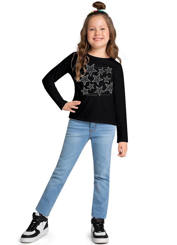 Kyly - Blusa Infantil Menina Estrelas Preto 2