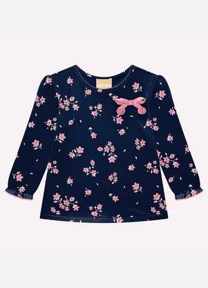 Milon - Blusa Infantil Menina Flores Azul - MILON