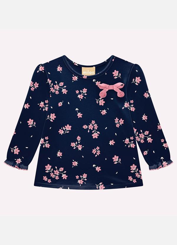Milon - Blusa Infantil Menina Flores Azul