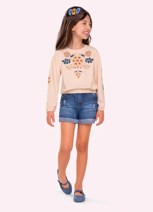 Nanai - Blusa Infantil Menina Flores Bege - NANAI