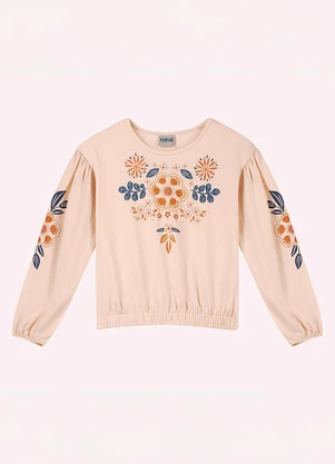 Nanai - Blusa Infantil Menina Flores Bege - NANAI