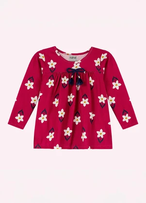 Nanai - Blusa Infantil Menina Flores Vermelho - NANAI