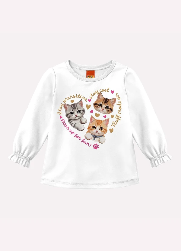 Kyly - Blusa Infantil Menina Gatinhos Branco