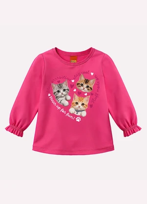 Kyly - Blusa Infantil Menina Gatinhos Rosa - KYLY